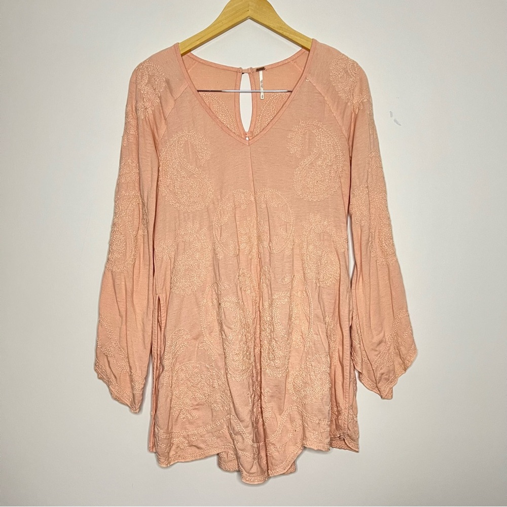 Free People Paisley Embroidered Tunic Top Size Small